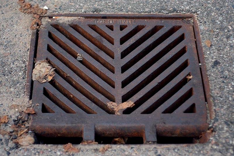 downward angle of a storm drain