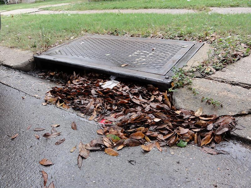 debris blocked catch basin