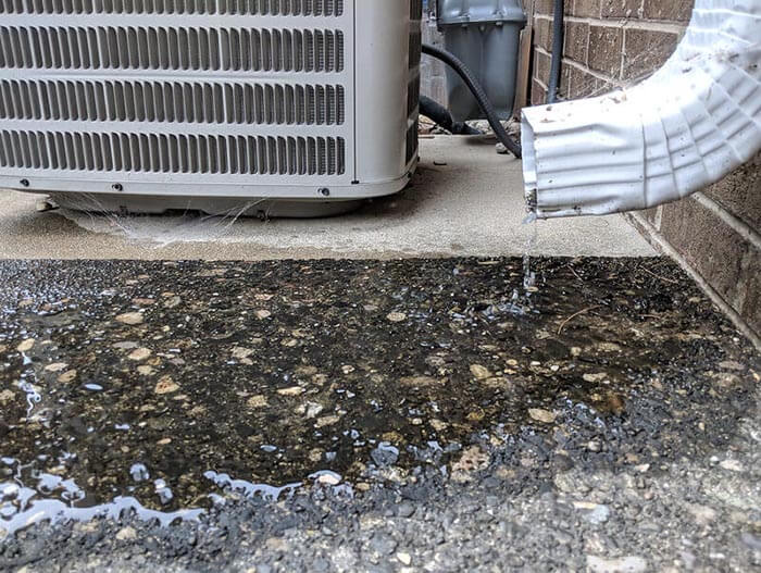 water from downspout pooling near home