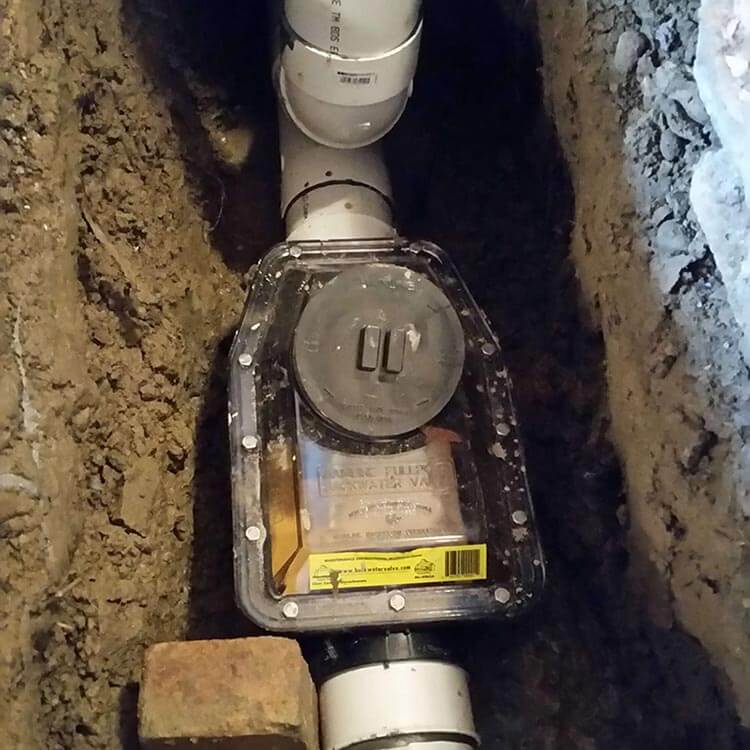 installed flapper backwater valve