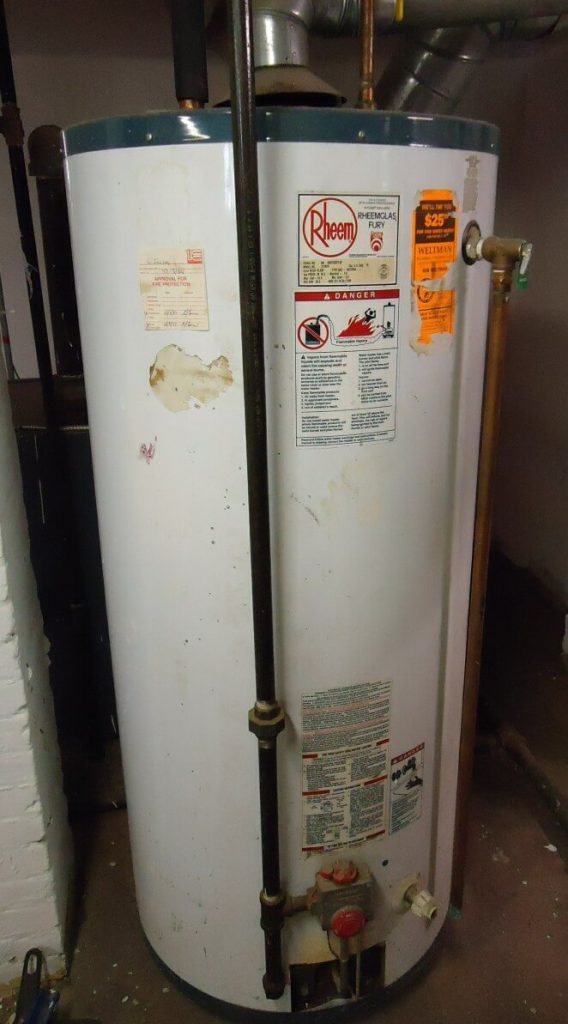 water heater having maintenance done on it