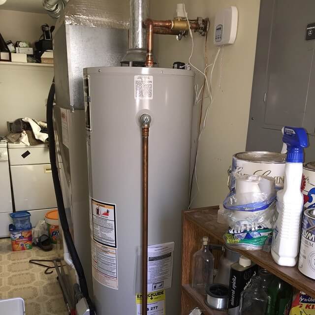 water heater installed in laundry room