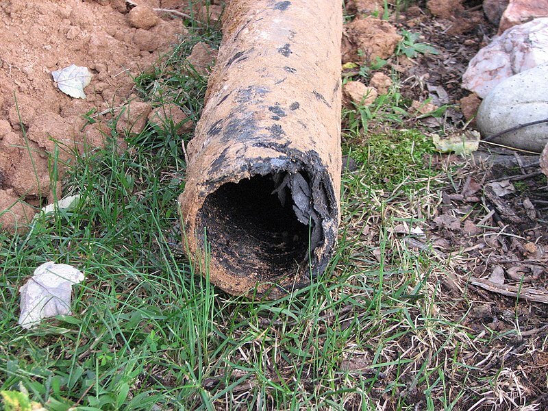 sewer line that was clogged & craacked