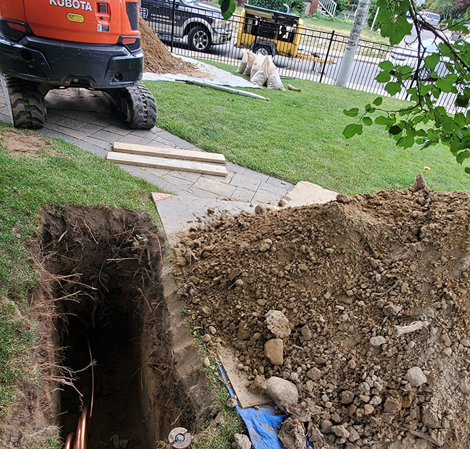 yard with trench