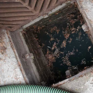 Manhole sewer blocked-water not draining