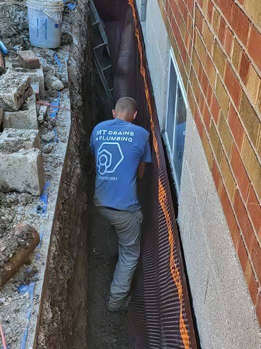 Leaky basement being waterproofed in Toronto