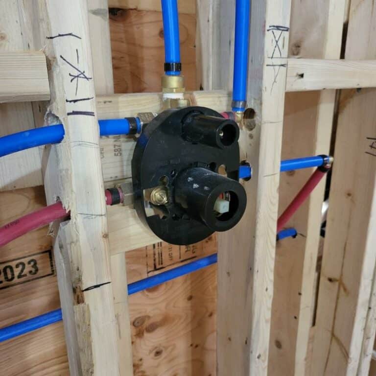 mixing valve installation in basement bathroom rough in