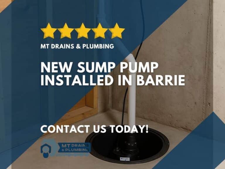 sump pump installed in the corner of an unfinished basement in barrie