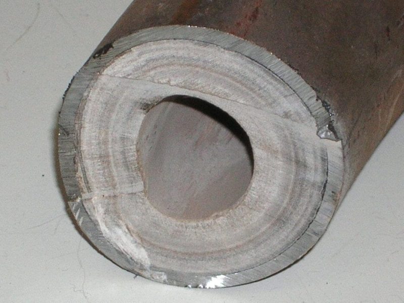 pipe mostly blocked due to limescale buildup