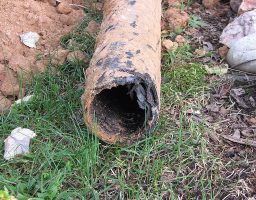 sewer line that was clogged & craacked